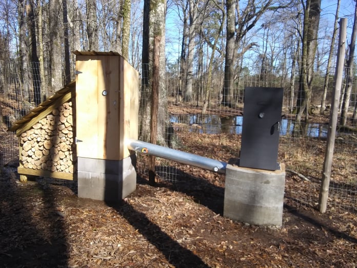 smokehouse in woods