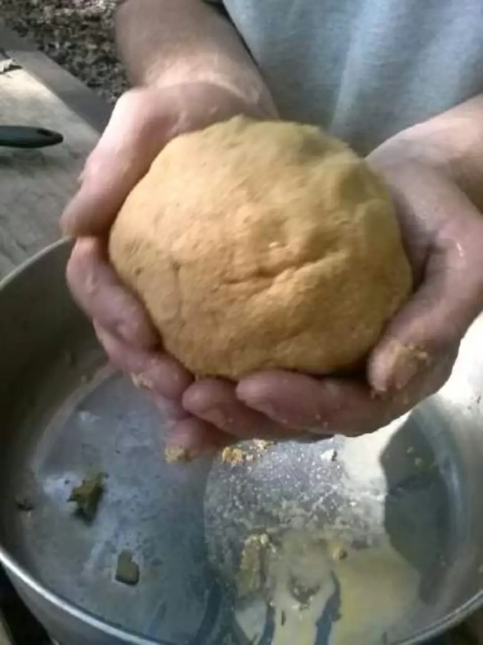 ball of wet acorn flour