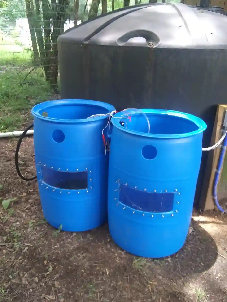 empty aquaponics barrels