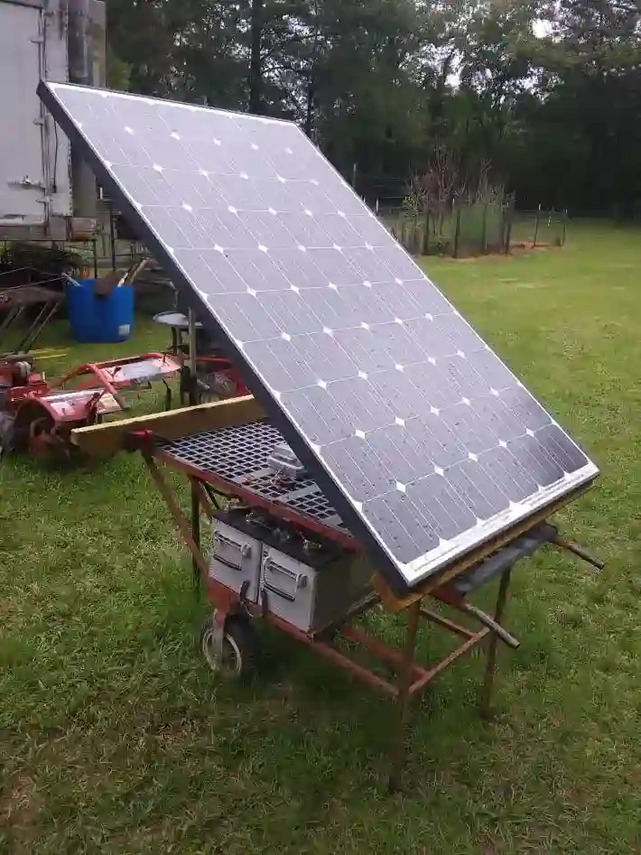 large scale solar power station on a portable cart